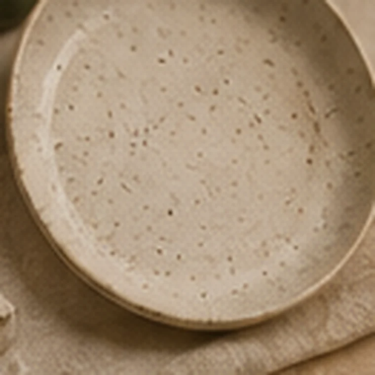 Assiette plate — Sable — grès, émail sable, fabriqué à Namur